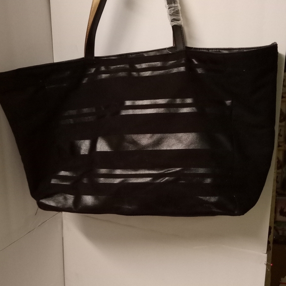 Victoria's Secret Bucket Tote Black Fabric,Rose Gold Hardware,Travel ,CarryOn - Picture 3 of 7